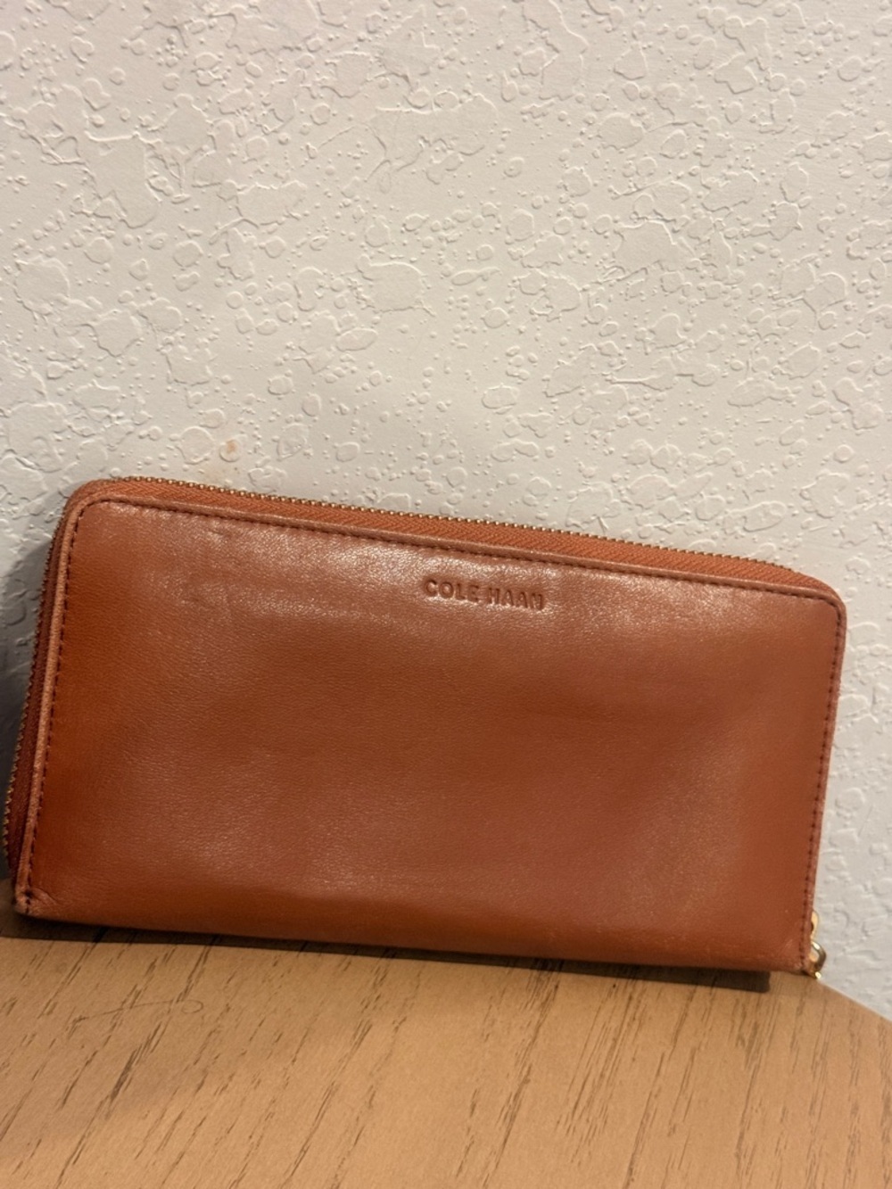 Cole‎ Haan Zip-Around Leather Wallet - Tan Brown